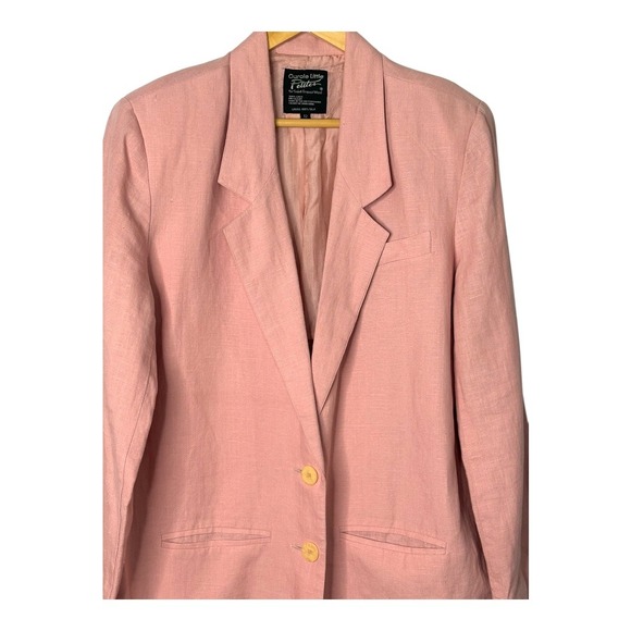 Carole Little Petites Linen Blazer Silk Lined Career Jacket‎ Pink Women Size 12 - Picture 2 of 7